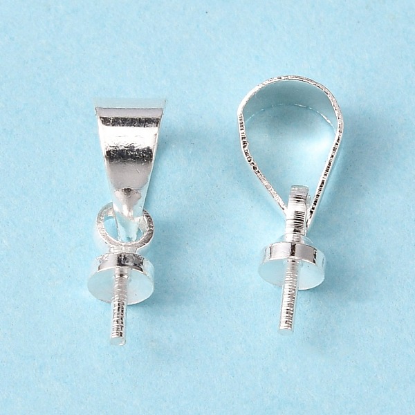 

PandaHall Brass Cup Pearl Peg Bails Pin Pendants, For Half Drilled Beads, Silver Color Plated, 11x4x3mm, Pin: 0.6mm Brass