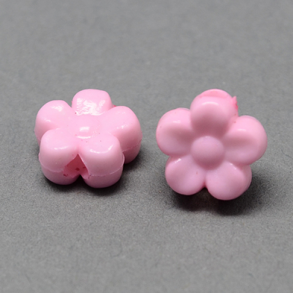 

PandaHall Solid Color Acrylic Beads, Flower, Pink, 8.5x9x4mm, Hole: 2mm, about 2686pcs/500g Acrylic Flower Pink