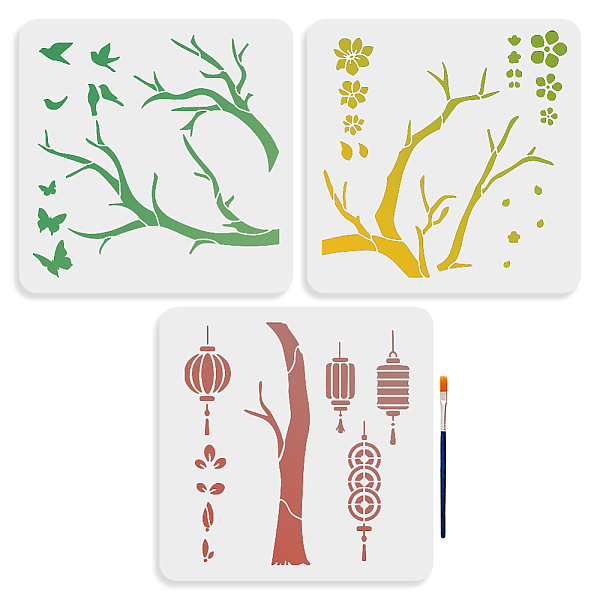 

PandaHall MAYJOYDIY US 1 Set Chinese Style PET Hollow Out Drawing Painting Stencils, for DIY Scrapbook, Photo Album, with 1Pc Art Paint...