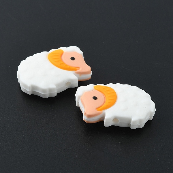 

PandaHall Food Grade Eco-Friendly Silicone Beads, Chewing Beads For Teethers, DIY Nursing Necklaces Making, Sheep, White, 21x28x8mm, Hole...