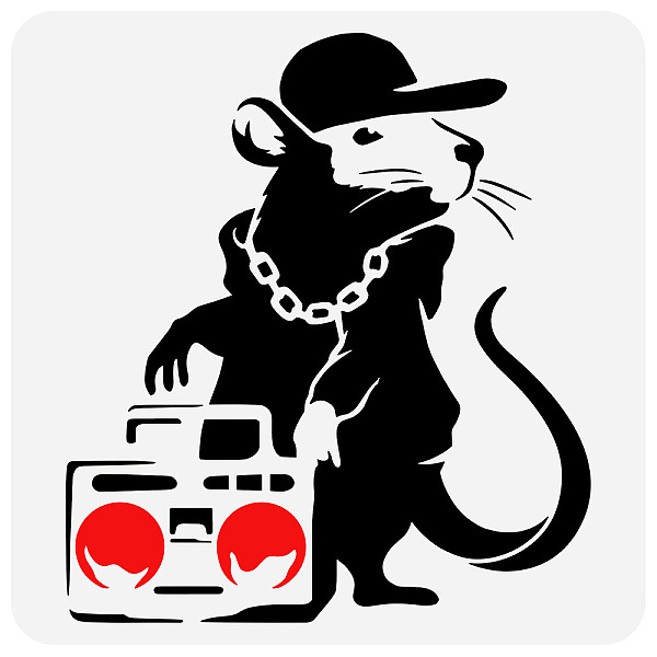 

PandaHall PET Hollow Out Drawing Painting Stencils, for DIY Scrapbook, Photo Album, Mouse Pattern, 30x30cm Plastic Mouse