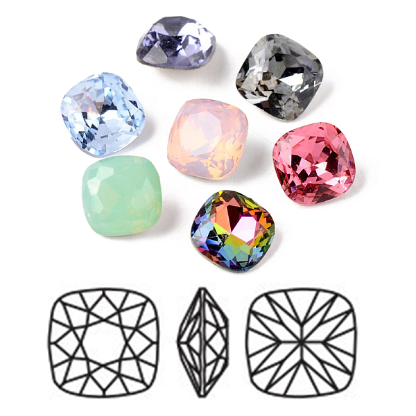 

PandaHall Faceted Square K9 Glass Pointed Back Rhinestone Cabochons, Grade A, Back Plated, Mixed Color, 8x8x4mm Glass Rhinestone Square..., Multicolor