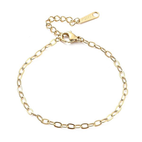 

PandaHall 304 Stainless Steel Cable Chain Bracelet for Women, Golden, 7-5/8 inch(19.4cm) 304 Stainless Steel
