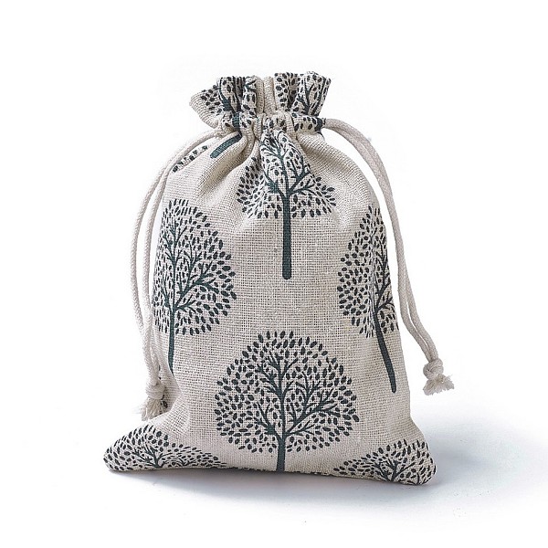 

PandaHall Burlap Packing Pouches, Drawstring Bags, Rectangle with Tree of Life Pattern, Colorful, 17.7~18x13.1~13.3cm Burlap