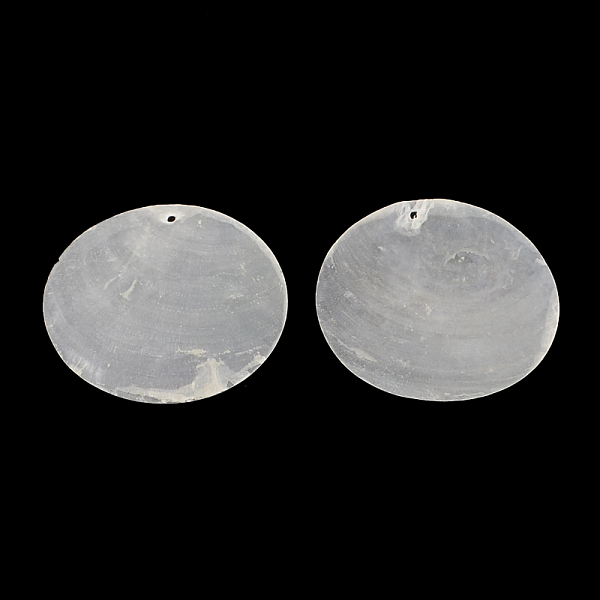 

PandaHall Flat Round Capiz Shell Pendants, WhiteSmoke, 50x0.5~1mm, Hole: 2mm Capiz Shell Flat Round White
