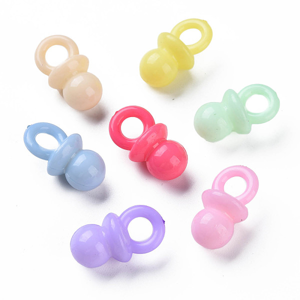 PandaHall Opaque Acrylic Pendants, Mixed Color, 19x10x10mm, Hole: 5mm, about 670pcs/500g Acrylic Others Multicolor