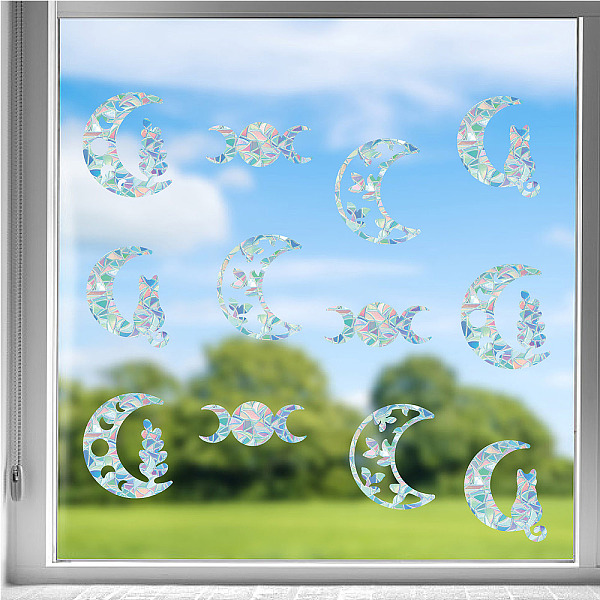 

PandaHall Waterproof PVC Colored Laser Stained Window Film Static Stickers, Electrostatic Window Stickers, Rectangle with Moon, Cat Pattern...