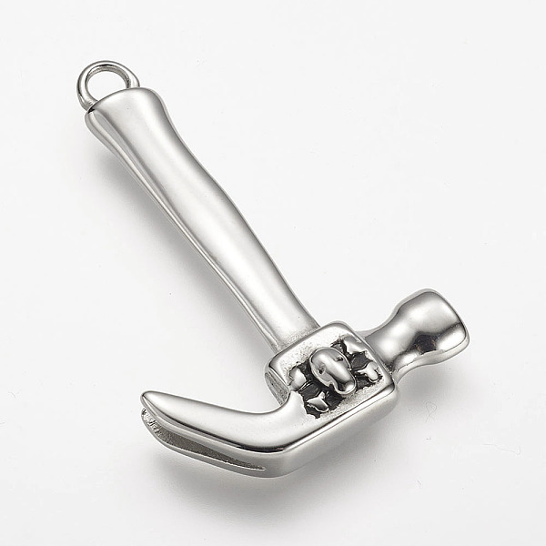

PandaHall 304 Stainless Steel Pendants, Hammer, Antique Silver, 48x30x7mm, Hole: 3.5mm 304 Stainless Steel Tool