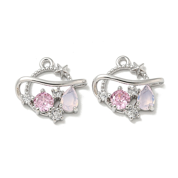 

PandaHall Brass Micro Pave Cubic Zirconia Pendants, Planet, Pink, Platinum, 16x17x6mm, Hole: 1.5mm Brass+Cubic Zirconia Planet Pink