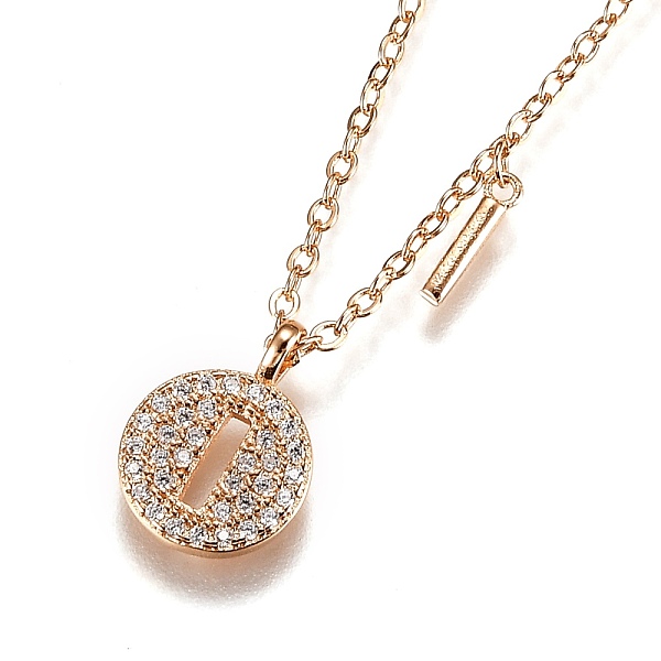 

PandaHall Brass Micro Pave Clear Cubic Zirconia Double Letter Pendant Necklaces, with Cable Chains, Letter.I, 14-3/4 inch(37.6cm) Brass...