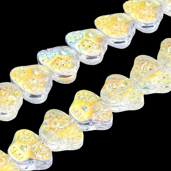 

PandaHall Transparent Electroplate Glass Beads Strands, Rainbow Plated, Skull Head, Clear AB, 13x10x6mm, Hole: 1mm, about 65pcs/strand..., White