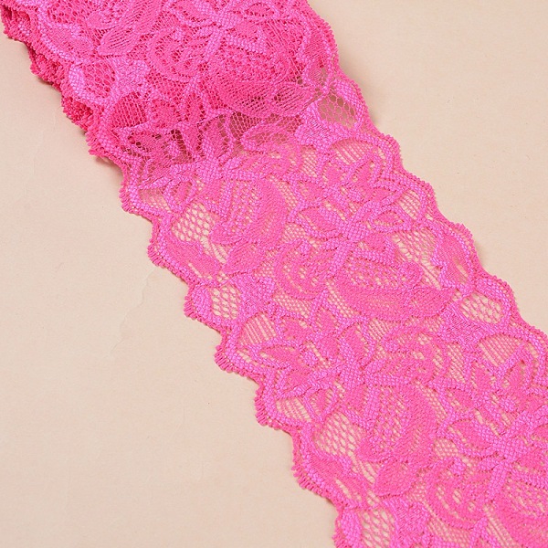 

PandaHall Elastic Lace Trim, Lace Ribbon For Sewing Decoration, Deep Pink, 80mm Polyester Pink