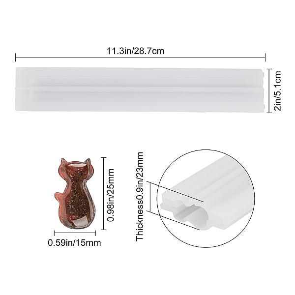 

PandaHall Food Grade Silicone Molds, Resin Casting Molds, For UV Resin, Epoxy Resin Jewelry Making, Cat, Clear, 28.7~28.8x5.1~5.2x1~1.3cm...