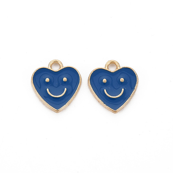 

PandaHall Alloy Enamel Charms, Cadmium Free & Lead Free, Light Gold, Heart with Smile, Marine Blue, 13x12x1.5mm, Hole: 1.6mm Alloy+Enamel...