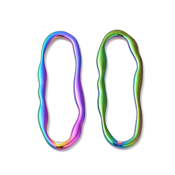 

PandaHall Ion Plating(IP) 304 Stainless Steel Linking Rings, Irregular Oval, Rainbow Color, 35x13x2mm, Inner Diameter: 30.5x7.5mm 304...