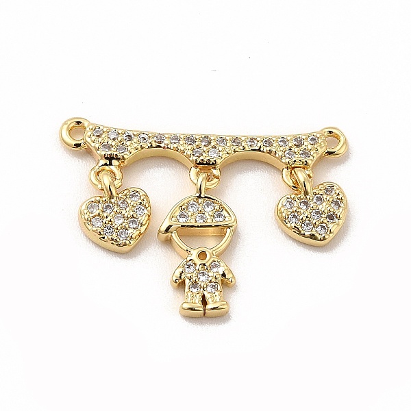 

PandaHall Rack Plating Brass Micro Pave Clear Cubic Zirconia Heart Connector Charms, Cadmium Free & Lead Free, Real 18K Gold Plated, Boy...