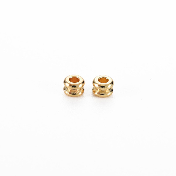

PandaHall Rack Plating Brass Beads, Nickel Free, Grooved, Column, Real 18K Gold Plated, 3x2mm, Hole: 1.2mm Brass Column