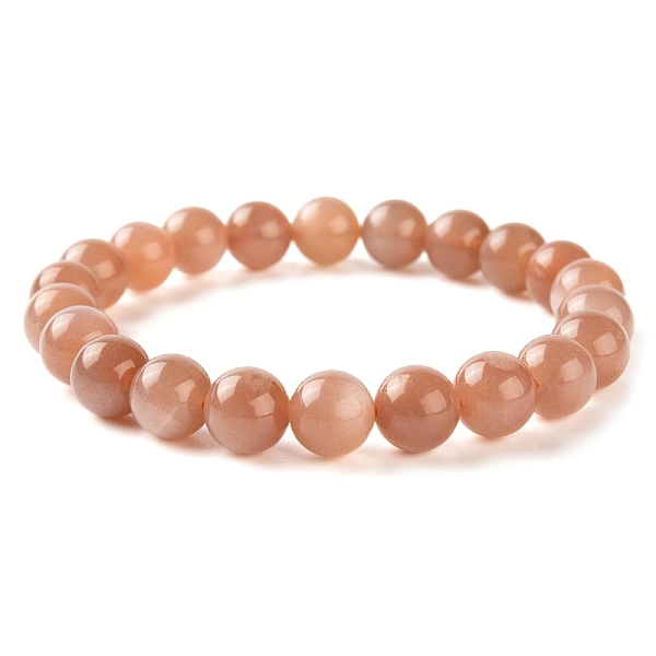 

PandaHall Natural Sunstone Round Beads Stretch Bracelet for Men Women, Bead: 8mm, 2-1/8 inch(5.3cm) Sunstone