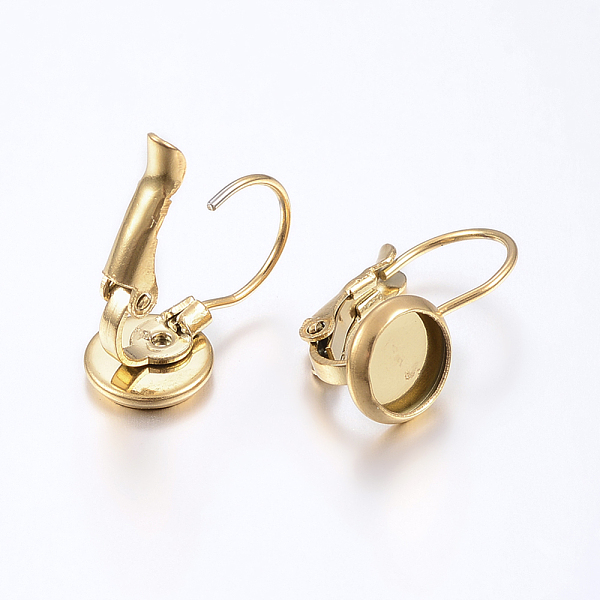 

PandaHall Ion Plating(IP) 304 Stainless Steel Leverback Earring Findings, Flat Round, Golden, Tray: 14mm, 22x16mm, Pin: 0.8mm 304 Stainless...