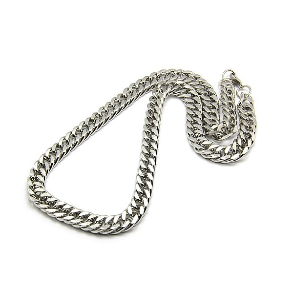 

PandaHall Fashionable 304 Stainless Steel Cuban Link Chain Necklaces, with Lobster Claw Clasps, Faceted, Stainless Steel Color, 23 inch~24...