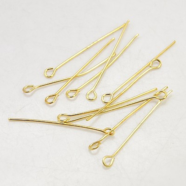 

PandaHall Jewelry Findings, Cadmium Free & Lead Free, Iron Eye Pin, Golden, 32x0.7mm, about 7600pcs/1000g Iron
