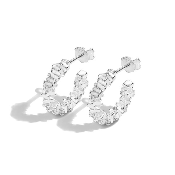 

PandaHall S925 Sterling Silver Ring Stud Earrings, Half Hoop Earrings, with S925 Stamp, Silver, 17x4mm Sterling Silver Ring