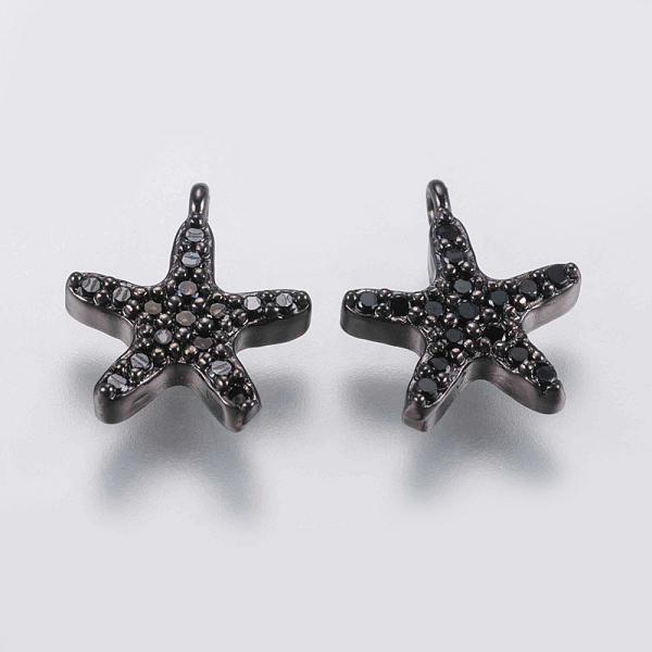 

PandaHall Brass Micro Pave Cubic Zirconia Charms, Star, Black, Gunmetal, 10.5x9x2mm, Hole: 0.7mm Brass+Cubic Zirconia Star Black
