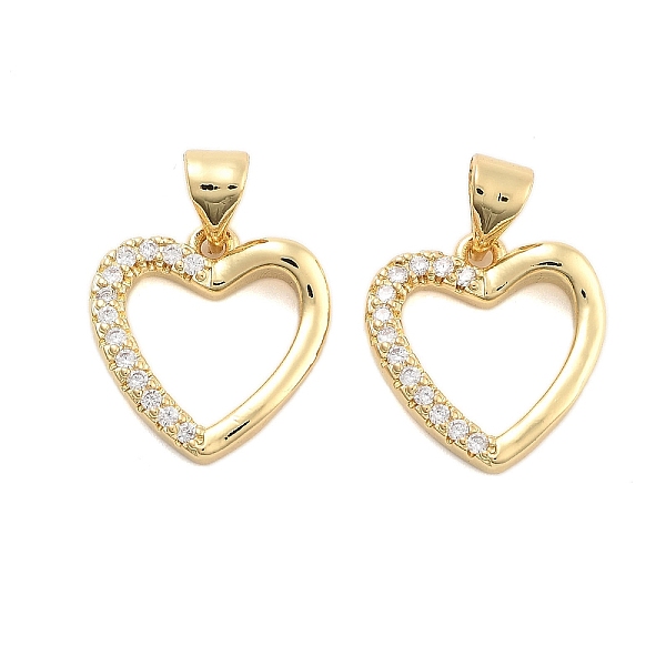 

PandaHall Brass Pave Clear Cubic Zirconia Pendants, Golden, Heart, 15x14x3mm, Hole: 5mm Brass+Cubic Zirconia Heart Clear