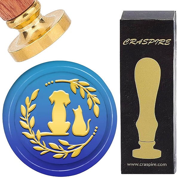 

PandaHall Brass Wax Seal Stamp with Rosewood Handle, for DIY Scrapbooking, Dog, 25mm Brass Dog