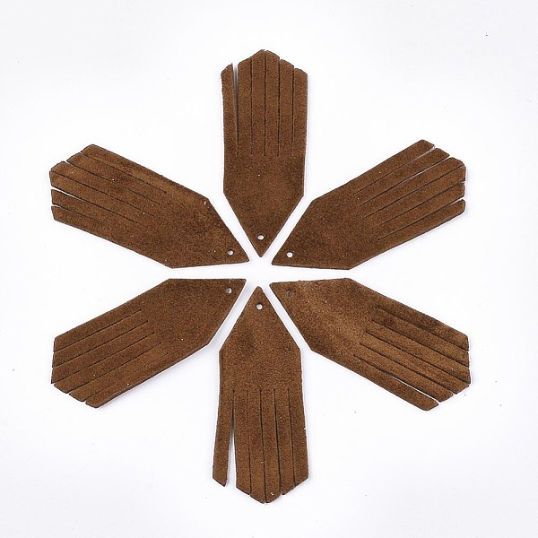 

PandaHall Eco-Friendly Sheepskin Leather Tassel Pendants, Saddle Brown, 49x18x1mm, Hole: 1.4mm Leather Brown