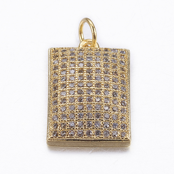 

PandaHall Brass Micro Pave Cubic Zirconia Pendants, Rectangle, Real 18K Gold Plated, 18.5x12x4mm, Hole: 3mm Brass+Cubic Zirconia Rectangle..., Clear