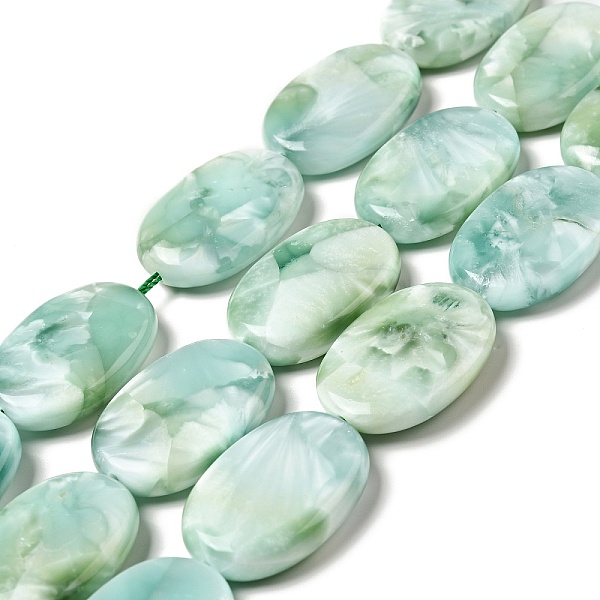 

PandaHall Natural Glass Beads Strands, Grade AB+, Egg, Aqua Blue, 30x20~21x7~8mm, Hole: 1.2mm, about 13pcs/strand, 15.5~15.7''..., Cyan