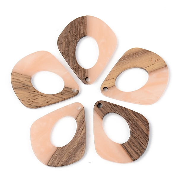 

PandaHall Opaque Resin & Walnut Wood Pendants, Teardrop, Light Salmon, 32.5x27.5x3mm, Hole: 2mm Resin+Wood Teardrop Red