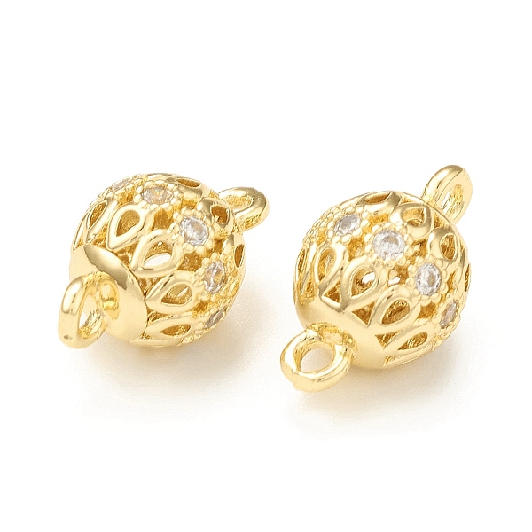 

PandaHall Brass Micro Pave Clear Cubic Zirconia Connector Charms, Hollow Round Links, Real 18K Gold Plated, 12.5x8mm, Hole: 1.4mm...