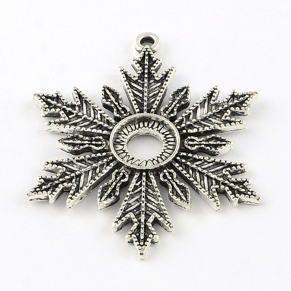 

PandaHall Snowflake Tibetan Style Alloy Pendant Cabochon Open Back Settings, Lead Free & Cadmium Free, Antique Silver, Tray: 10.5mm...