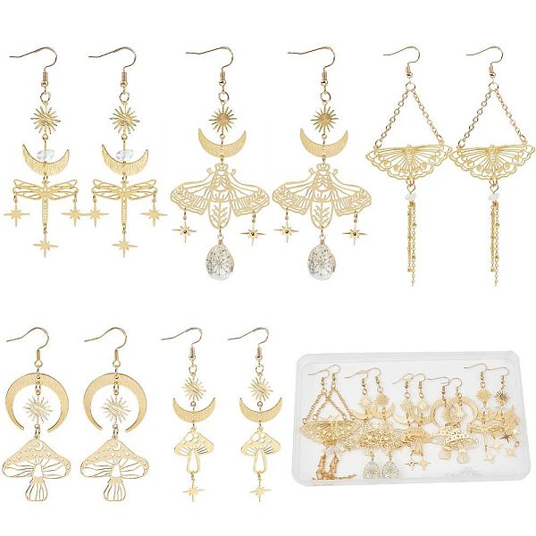 

PandaHall SUNNYCLUE 5 Pairs 5 Style Star & Moon Tarot Theme Alloy Dangle Earrings for Women, Golden, 82~133x21~45mm, Pin: 0.8mm, 1pair/style...