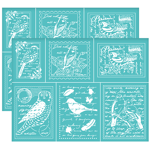 

PandaHall OLYCRAFT 2Pcs 11x8.6 Inch Bird Stamp Self-Adhesive Silk Screen Printing Stencil Vintage Postcard Silk Screen Stencil Bird Postcard...