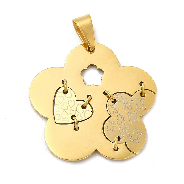 

PandaHall Ion Plating(IP) 304 Stainless Steel Pendants, Flower Charms, Golden, 47x48.5x3mm, Hole: 12x6mm 304 Stainless Steel Flower