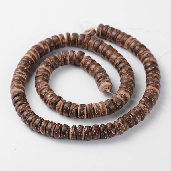 

PandaHall Natural Coconut Shell Rondelle Bead Strands, Coconut Brown, 8x2.5~5mm, Hole: 1mm, about 107pcs/strand, 16.1 inch Coconut Rondelle...