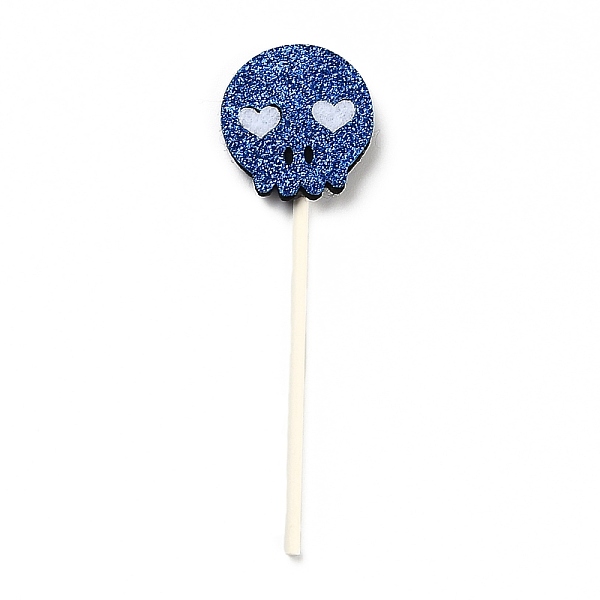 PandaHall Felt Cloth & Paper Skull Cake Insert Card Decoration, with Bamboo Stick, for Halloween Cake Decoration, Blue, 103mm Cloth Skull...