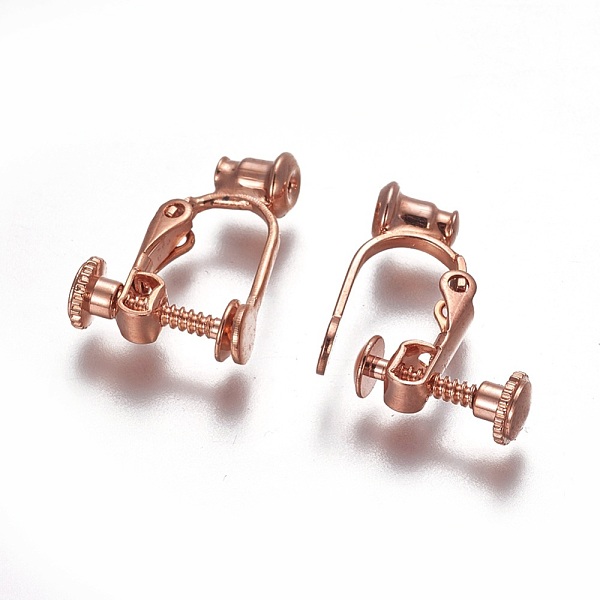 

PandaHall Brass Screw Clip-on Earring Converters Findings, Spiral Ear Clip, for Non-Pierced Ears, Rose Gold, 17x13x5mm, Hole: 0.6mm Brass