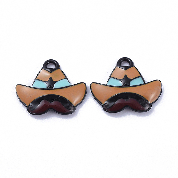

PandaHall Alloy Enamel Pendants, Wizard Hat with Beard, for Halloween, Orange, 14x16x3mm, Hole: 1mm Alloy+Enamel Hat Orange