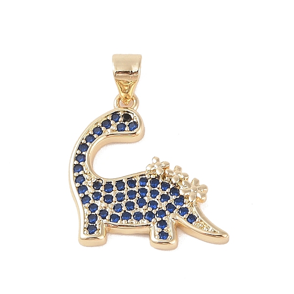 

PandaHall Brass Micro Pave Cubic Zirconia Pendants, Real 18K Gold Plated, Dinosaur, Blue, 19.5x18.5x2.5mm, Hole: 4x3.5mm Brass+Cubic...