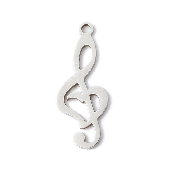 PandaHall 201 Stainless Steel Pendants, Musical Note, G Clef, Stainless Steel Color, 24x9.5x1mm, Hole: 1.4mm 201 Stainless Steel Musical...