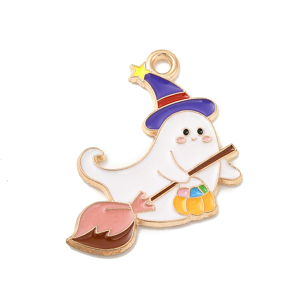 

PandaHall Halloween Theme Alloy Enamel Pendants, Light Gold, Ghost Pattern, 26x19x1mm, Hole: 1.6mm Alloy+Enamel Ghost White
