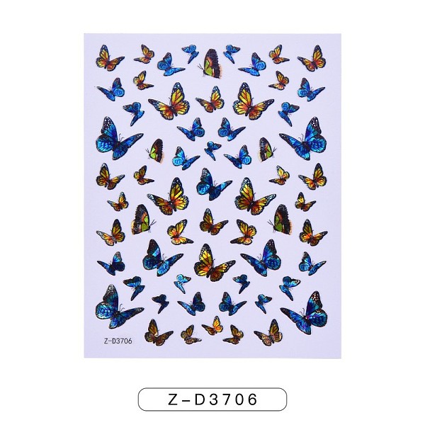 

PandaHall Nail Art Stickers, Self-adhesive, For Nail Tips Decorations, Butterfly Pattern, Mixed Color, 10x8cm Paper Butterfly Multicolor