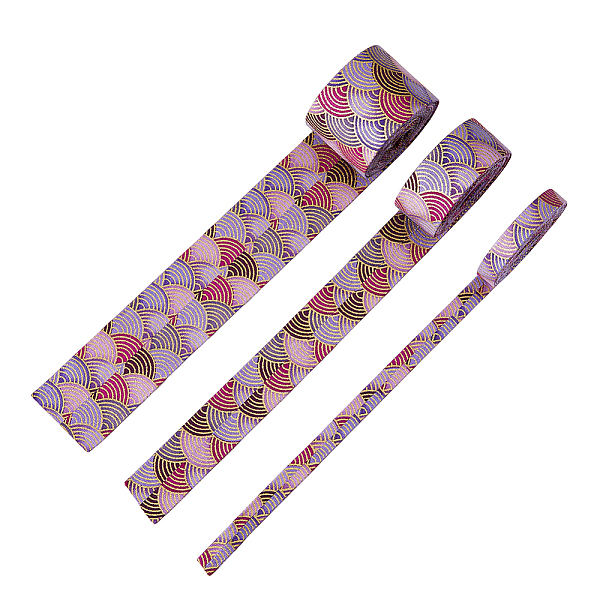 

PandaHall SUPERFINDINGS 6M 3 Sizes Lilac Cotton Ribbon Flat with Water Wave Pattern Lace Trim Double Faced Wrapping Ribbon Garment..., Purple