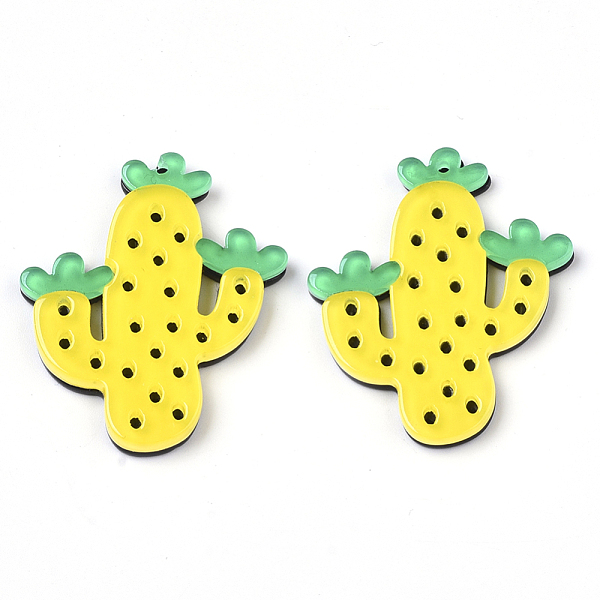 

PandaHall Cellulose Acetate(Resin) Pendants, Cactus, Yellow, 40x34x3.5mm, Hole: 1.4mm Cellulose Acetate Others Yellow