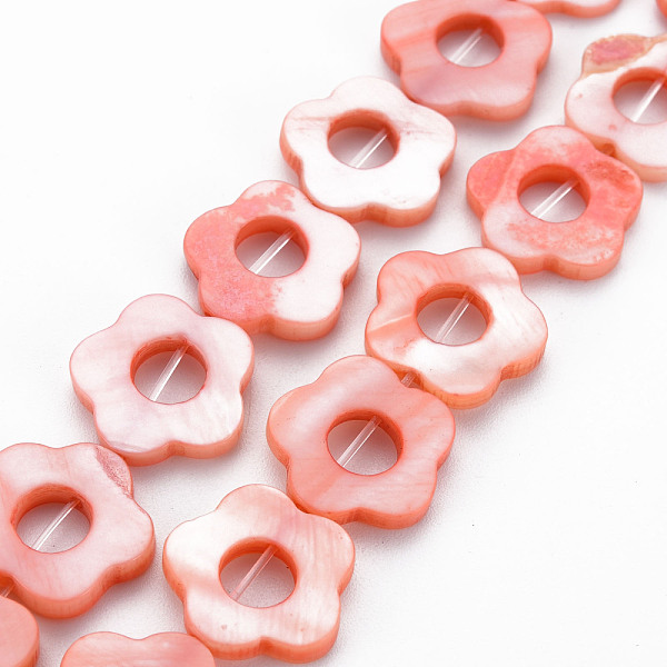 

PandaHall Freshwater Shell Beads Frames Strands, Dyed, Flower, Pink, 14.5~15x15~16x2.5mm, Hole: 1mm, about 23pcs/strand, 13.19 inch(35cm)...