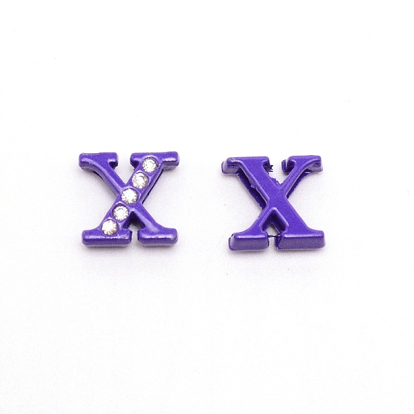 

PandaHall Rhinestone Slide Letter Charms, Alloy Intial Letter Beads, Spray Painted, Letter.X, X: 11.5x12x4.5mm, Hole: 1.5x8mm..., Multicolor